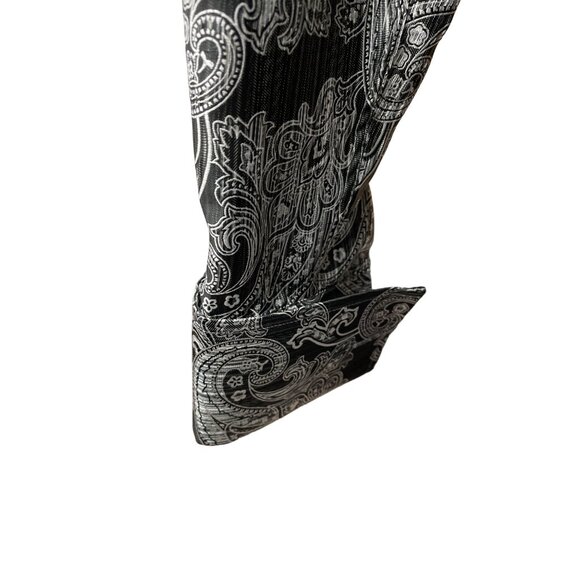 Leonardi Men's Black White Paisley Long Sleeve Dress Shirt Size S SKU 1381 - Picture 5 of 6